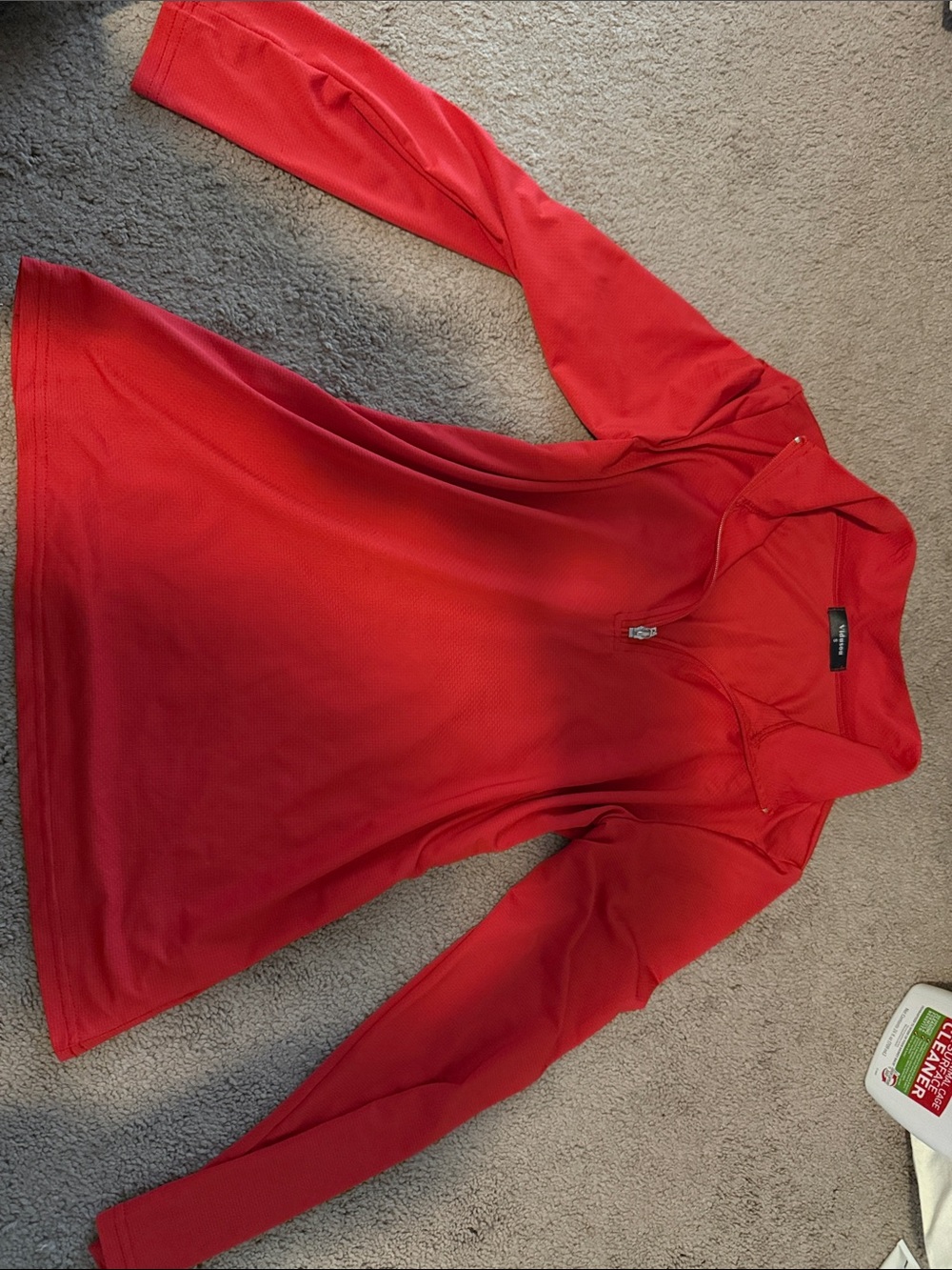 Women’s Red Long Sleeve Athletic Quarter-Zip Top